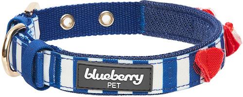 Show full view: Blueberry Pet Bon Voyage Sea Lover Dog Collar, Chunky Nautical Blue Stripes, Small: 9 to 12.5-in neck slide 4 of 6