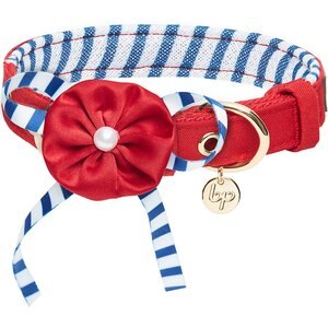 Blueberry Pet Bon Voyage Sea Lover Dog Collar, Timeless Sailor Red, Large: 17 to 20.5-in neck