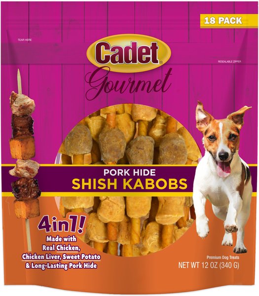 Cadet Gourmet Pork Hide Shish Kabob Dog Treats, 5-in, 18 count slide 1 of 8