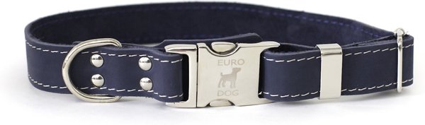 Euro-Dog Quick Release Leather Dog Collar, Navy, X-Small: 9 to 12-in neck slide 1 of 5