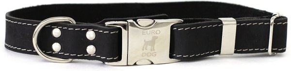 Euro-Dog Quick Release Leather Dog Collar, Black, X-Small: 9 to 12-in neck slide 1 of 5