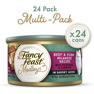 Fancy Feast Medleys Beef & Pork Milanese with Carrots & Potatoes in Savory Juices Wet Cat Food, 3-oz can, case of 24