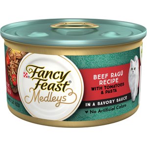 Fancy Feast Medleys in Gravy Beef Ragu Recipe with Tomatoes & Pasta in a Savory Sauce Wet Cat Food, 3-oz can, case of 24