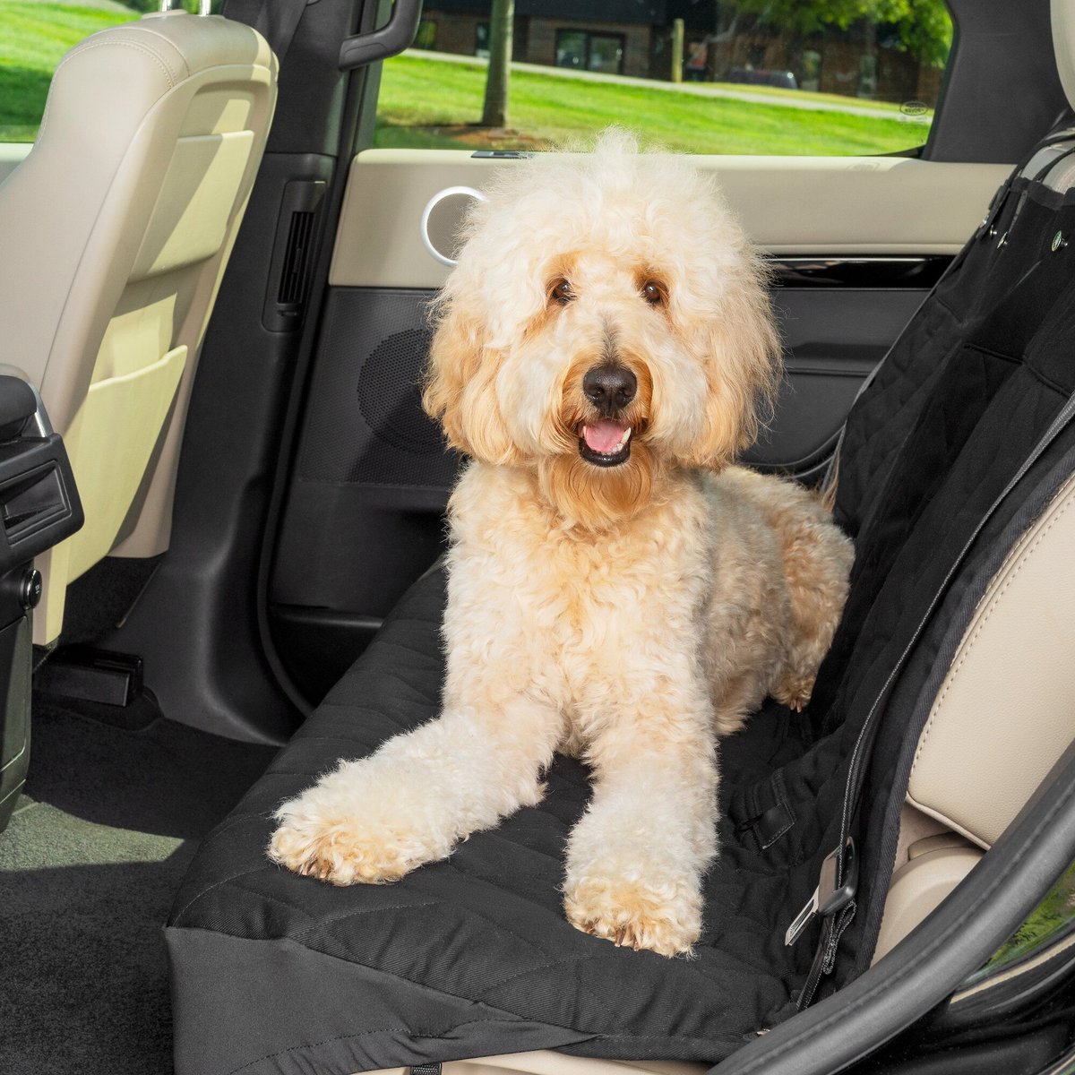 PETSAFE Happy Ride Quilted Hammock Dog Seat Cover, Black