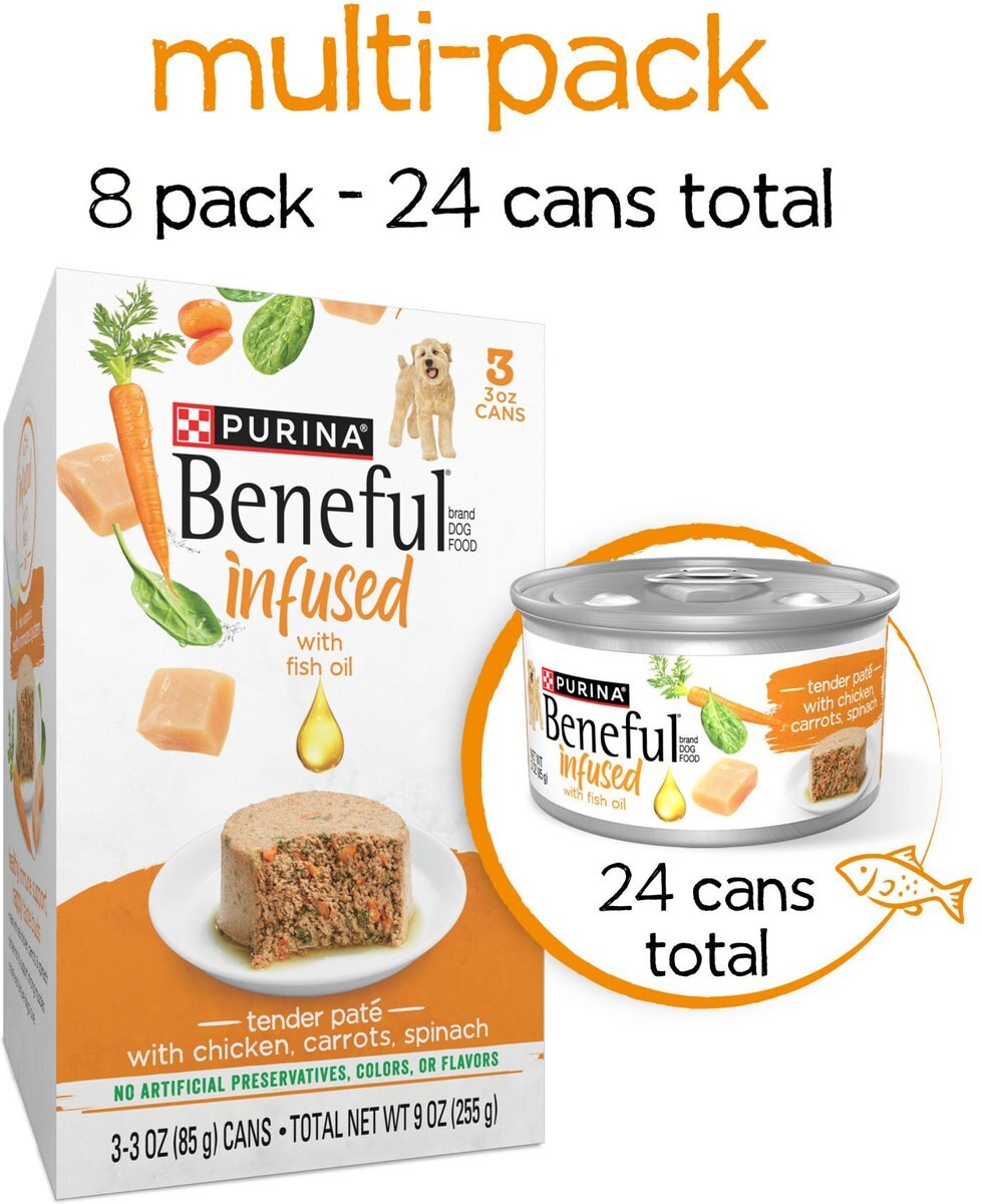 Purina Beneful Infused Pate with Real Chicken, Carrots & Spinach Wet Dog Food, 3-oz