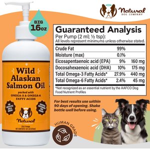 Natural Dog Company Wild Alaskan Salmon Oil Liquid Skin & Coat Supplement for Dogs, 16-fl oz bottle