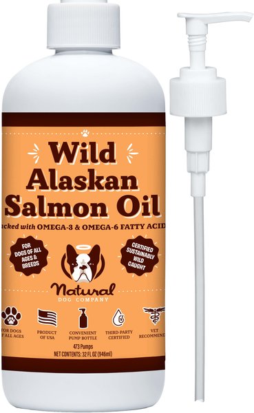 Natural Dog Company Wild Alaskan Salmon Oil Liquid Skin & Coat Supplement for Dogs, 32-oz bottle slide 1 of 8