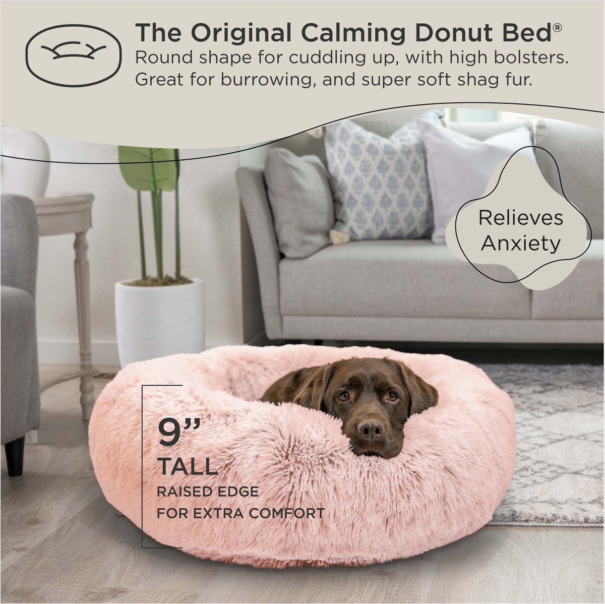 BEST FRIENDS BY SHERI The Original Calming Shag Fur Donut Cuddler Cat