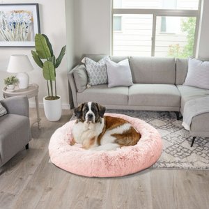 Best Friends by Sheri The Original Calming Shag Fur Donut Cuddler Cat & Dog Bed, Cotton Candy, X-Large