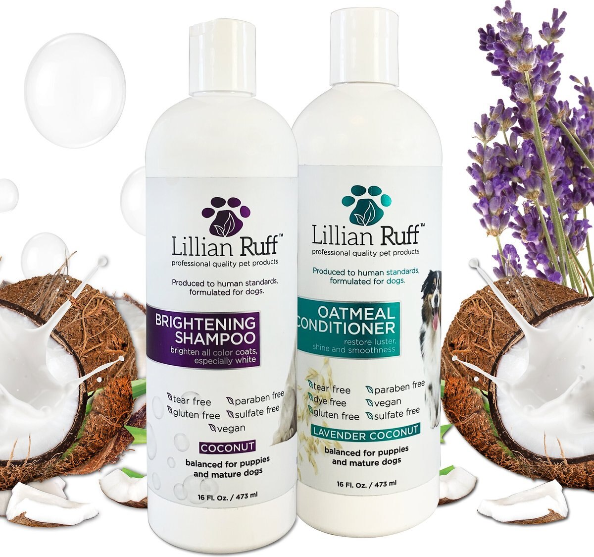 LILLIAN RUFF Brightening Dog & Cat Shampoo & Oatmeal Conditioner Set