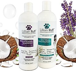 Lillian Ruff Brightening Dog & Cat Shampoo & Oatmeal Conditioner Set, 16-fl oz bottles, pack of 2
