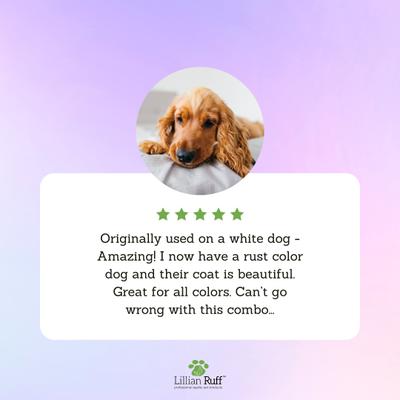 Show full view: Lillian Ruff Brightening Dog & Cat Shampoo & Oatmeal Conditioner Set, 16-fl oz bottles, pack of 2 slide 6 of 9