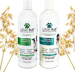 Lillian Ruff Oatmeal Dog & Cat Shampoo & Conditioner Set, 16-fl oz bottles, pack of 2