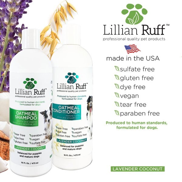 Lillian Ruff Oatmeal Dog & Cat Shampoo & Conditioner Set, 16-fl oz bottles, pack of 2