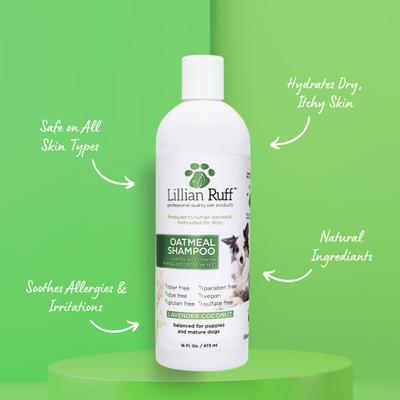 Show full view: Lillian Ruff Oatmeal Dog & Cat Shampoo & Conditioner Set, 16-fl oz bottles, pack of 2 slide 3 of 9