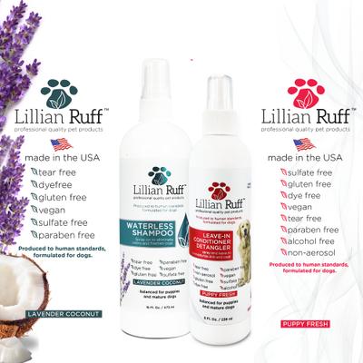 Show full view: Lillian Ruff Waterless Dog & Cat Shampoo & Leave in Conditioner Set, 1 16-fl oz bottle & 1 8-fl oz bottle slide 2 of 10