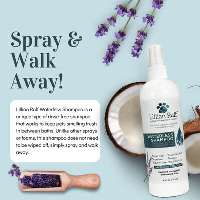 Show full view: Lillian Ruff Waterless Dog & Cat Shampoo & Leave in Conditioner Set, 1 16-fl oz bottle & 1 8-fl oz bottle slide 3 of 10