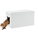 Sweet Barks Designer Enclosure Hidden Washroom Bench Ottoman Cat Litter Box, White