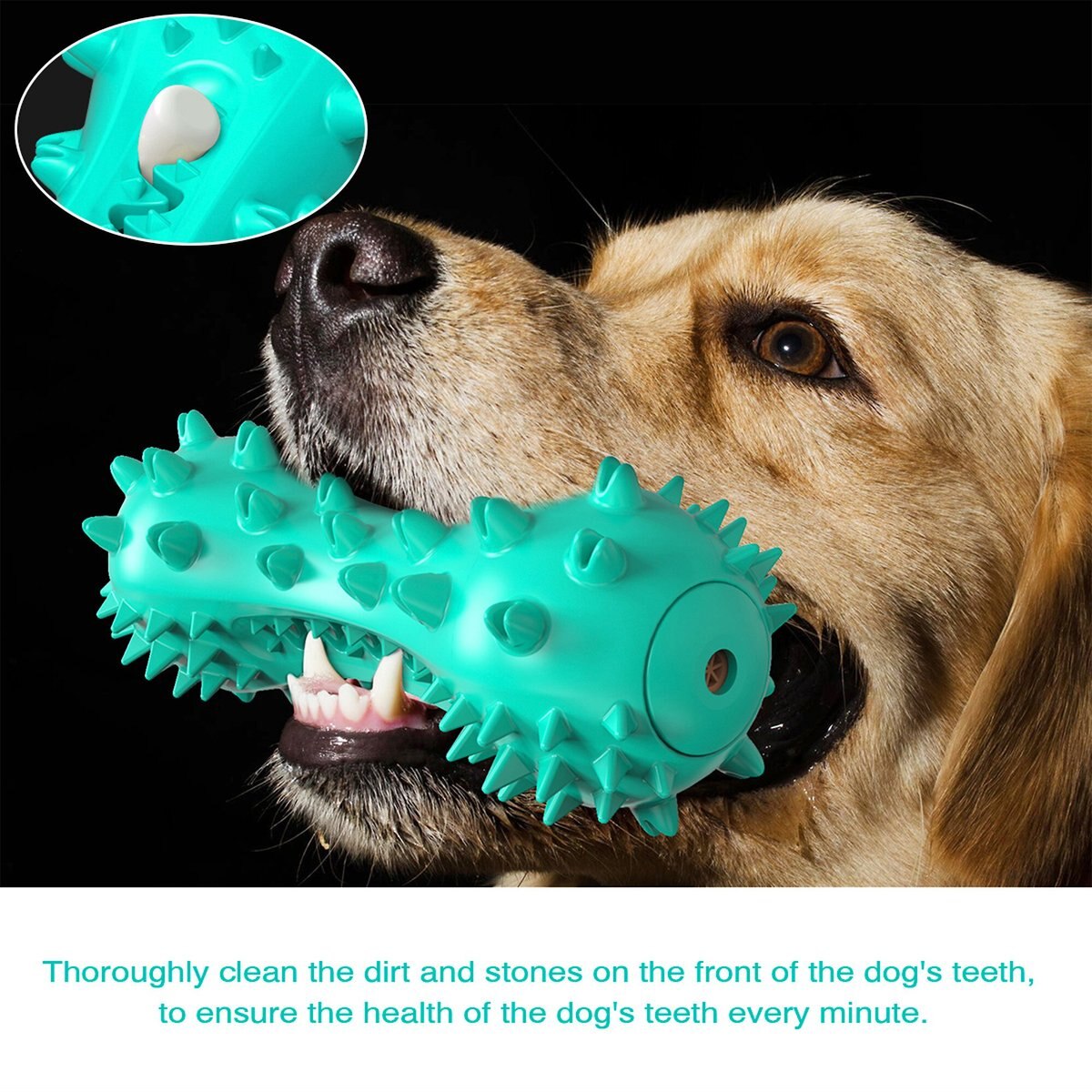 HANAMYA BoneShaped Toothbrush Dog Chew Toy, Turquoise Blue