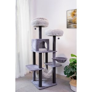 Catry interactive 7-Level Cat Tree with Condo, Scratching Posts, & Toys, 63-in H, Grey