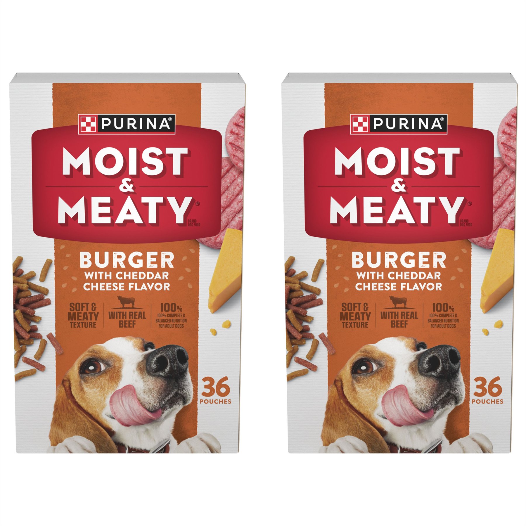 MOIST MEATY Burger with Cheddar Cheese Flavor Dry Dog Food 6 oz pouch case of 36 Chewy