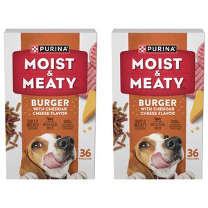 Moist & Meaty Burger with Cheddar Cheese Flavor Dry Dog Food, 6-oz pouch, case of 36, bundle of 2