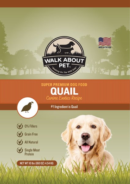 Walk About Pet Quail Canine Exotics Recipe Super Premium Dry Dog Food, 10-lb bag slide 1 of 3
