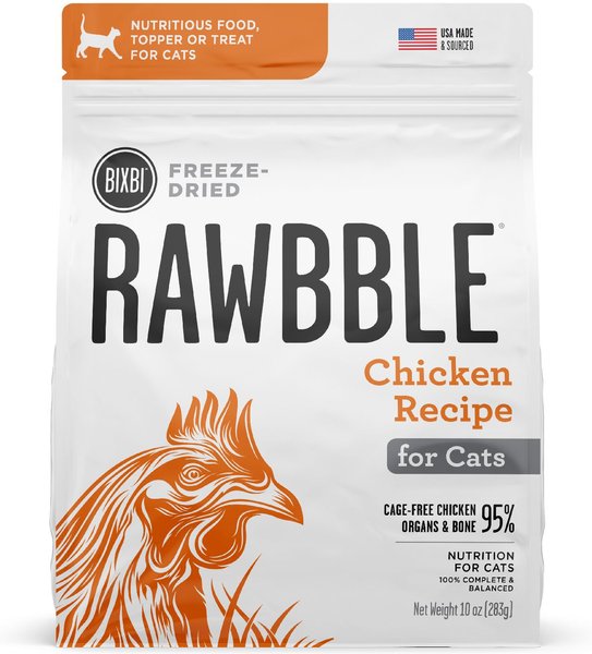 BIXBI RAWBBLE Chicken Recipe Grain-Free Freeze-Dried Cat Food, 3.5-oz bag slide 1 of 7