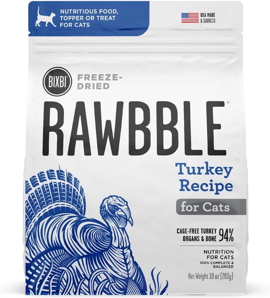 BIXBI RAWBBLE Turkey Recipe Grain-Free Freeze-Dried Cat Food, 3.5-oz bag slide 1 of 7