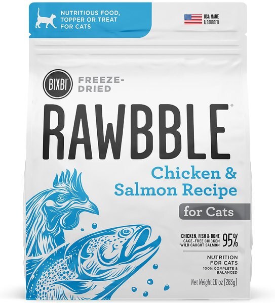 Bixbi RAWBBLE Chicken & Salmon Recipe Grain-Free Freeze-Dried Cat Food, 3.5-oz bag slide 1 of 3