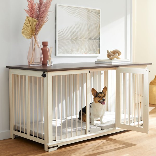 Frisco "Broadway" Dog Crate Credenza & Mat Kit, Antique White, 65 x 28.7 x 32 inches slide 1 of 7