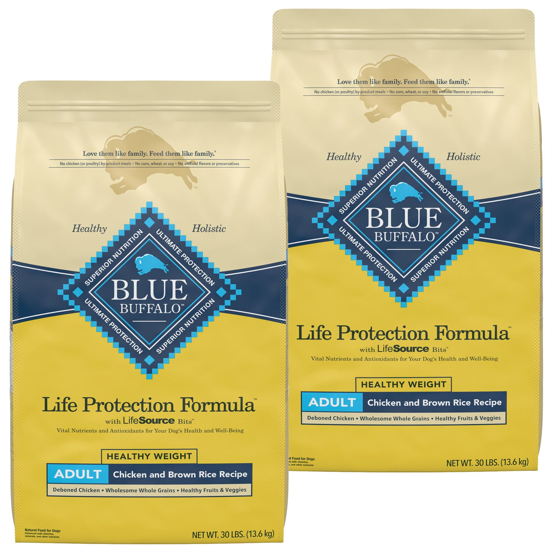 BLUE BUFFALO Life Protection Formula Healthy Weight Adult Chicken Brown Rice Recipe Dry Dog Food 30 lb bag bundle of 2 Chewy