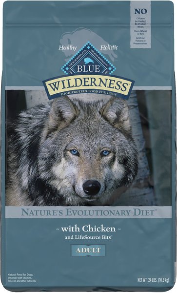 Blue Buffalo Wilderness Chicken Recipe Grain-Free Dry Dog Food, 24-lb bag, bundle of 2 slide 1 of 10