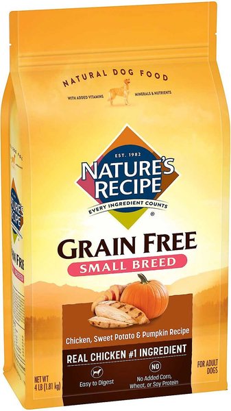 Nature's Recipe Small Breed Grain-Free Chicken, Sweet Potato & Pumpkin Recipe Dry Dog Food, 4-lb bag, bundle of 3 slide 1 of 9