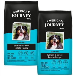 American Journey Salmon & Sweet Potato Recipe Grain-Free Dry Dog Food, 24-lb bag, bundle of 2
