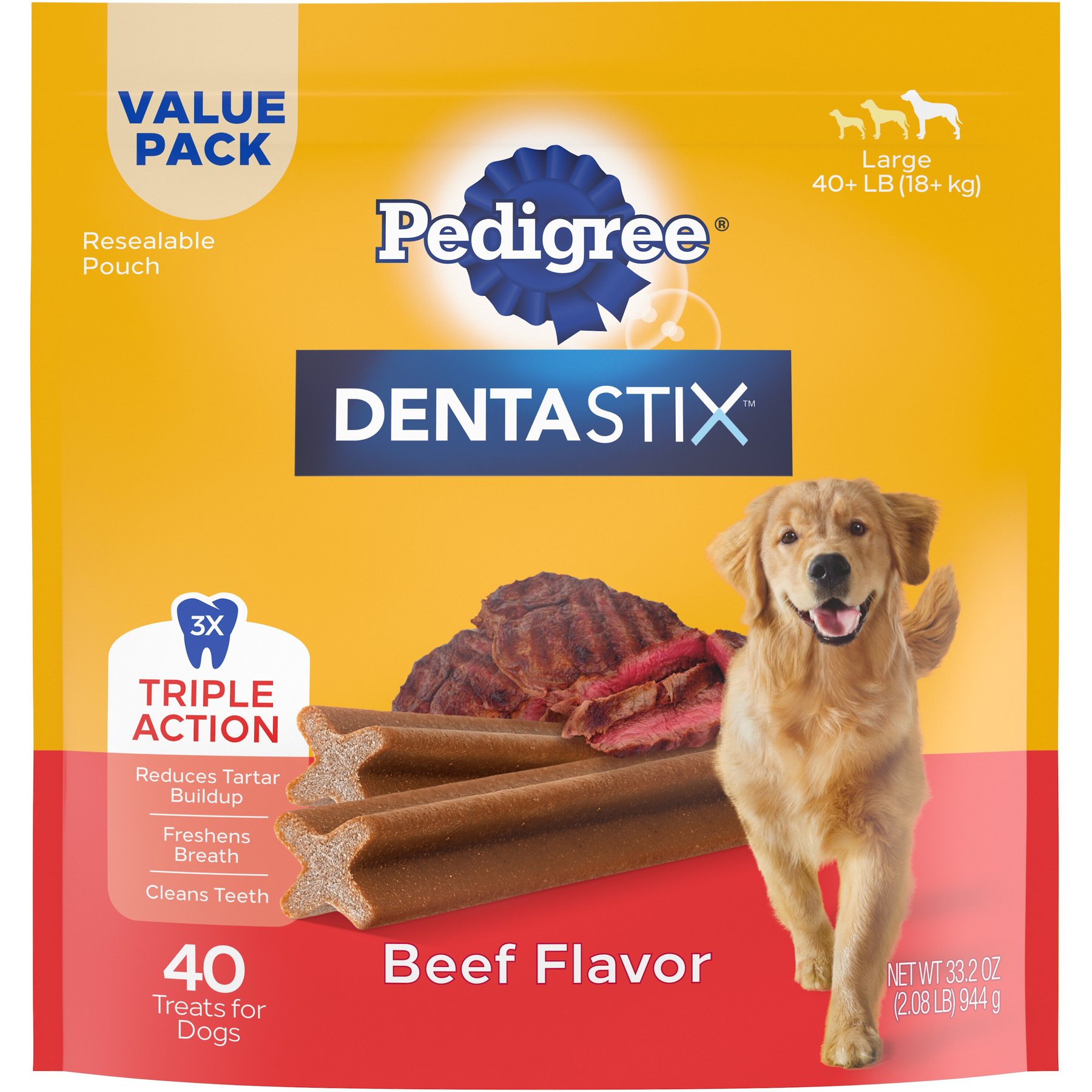 PEDIGREE Dentastix Beef Flavored Large Dental Dog Treats 40 count