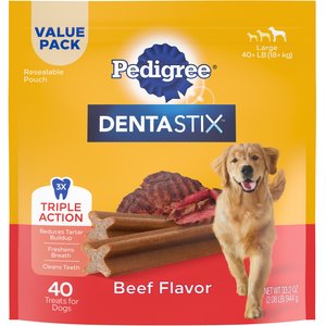 Pedigree Dentastix Beef Flavored Large Dental Dog Treats, 40 count