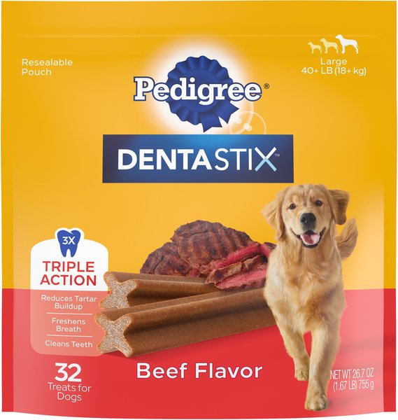 Pedigree Dentastix Beef Flavored Large Dental Dog Treats, 32 count slide 1 of 10