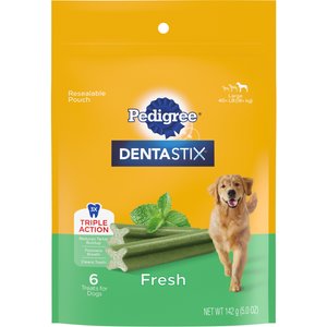 Pedigree Dentastix Fresh Mint Flavored Large Dental Dog Treats, 6 count