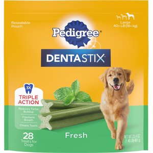 Pedigree Dentastix Fresh Mint Flavored Large Dental Dog Treats, 28 count