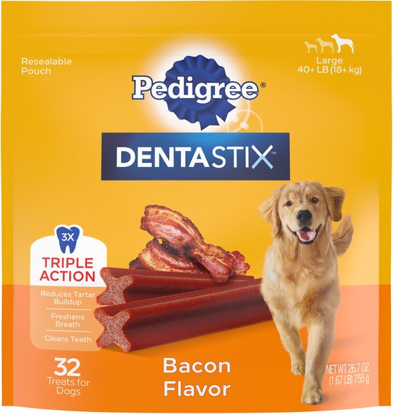 Pedigree Dentastix Bacon Flavor Large Dental Dog Treats, 32 count slide 1 of 10