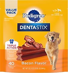 Pedigree Dentastix Bacon Flavor Large Dental Dog Treats, 40 count