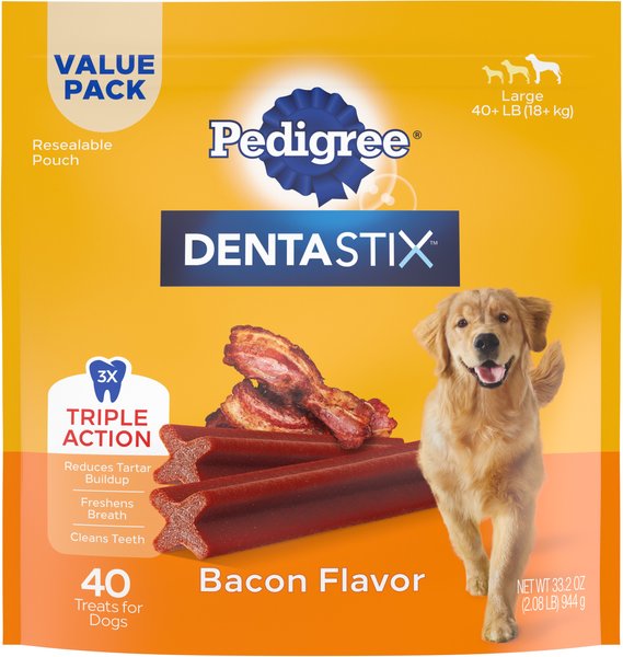 Pedigree Dentastix Bacon Flavor Large Dental Dog Treats, 40 count slide 1 of 10