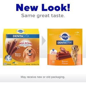 Pedigree Dentastix Bacon Flavor Large Dental Dog Treats, 40 count