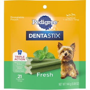 Pedigree Dentastix Fresh Mint Flavored Mini Dental Dog Treats, 21 count