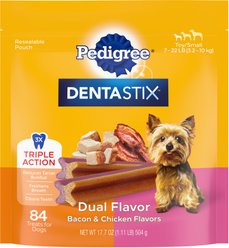 Pedigree Dentastix Dual Flavored Bacon & Chicken Flavored Mini Dental Dog Treats, 84 count