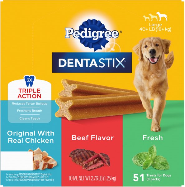 Pedigree Dentastix Original Beef Flavored & Fresh Variety Pack Mint Flavored Large Dental Dog Treats, 51 count slide 1 of 10