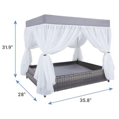 Show full view: Frisco Wicker Outdoor Covered Canopy Dog Bed slide 2 of 7