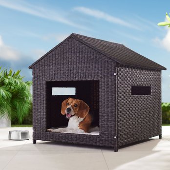 Frisco Outdoor Wicker Dog House and Bed