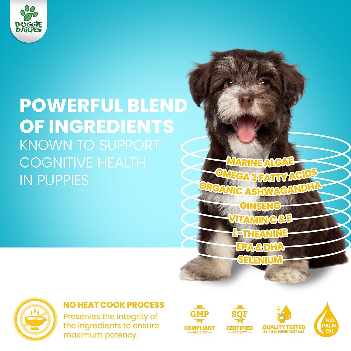 DOGGIE DAILIES Cognitive Puppy Chews Vitamins with DHA, Selenium